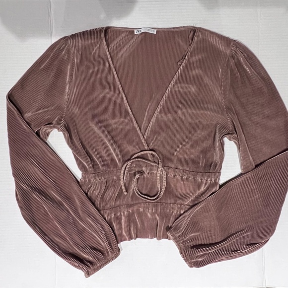ZARA Coklat Pleated Blouse - Picture 2 of 4